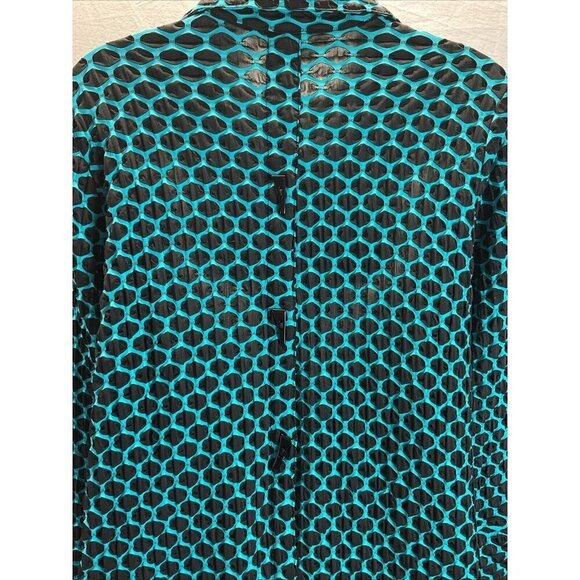 IC BY CONNIE K Black and Blue polka dot Tunic Top-Size M‎ trapeze swing long slv - Picture 5 of 10